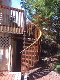 Exterior wood spiral stairs